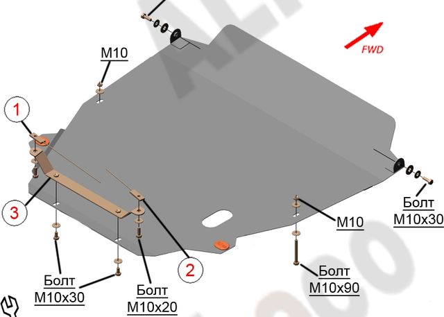 Защита алюминиевая Alfeco для картера и КПП Toyota Camry 20 (V20, XV20) XV20 1996-2001. Артикул ALF.24.25 AL4