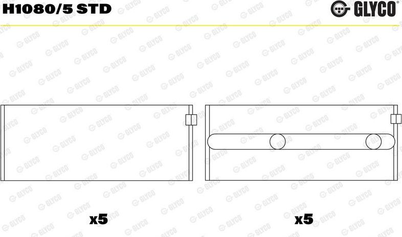 Вкладыши коренные Glyco для Volvo 480 1987-1996. Артикул H1080/5 STD