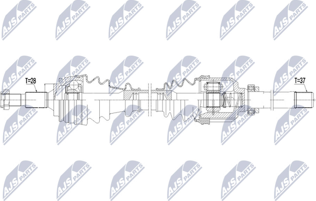 Полуось (привод в сборе, приводной вал) NTY передняя правая для Citroen C4 Picasso II 2013-2018. Артикул NPW-CT-097
