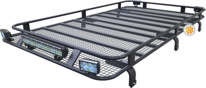 Багажник экспедиционный Podgotoffka 2200х1250х120 с сеткой и креплениями на водостоки для Mitsubishi Pajero II 5дв. 1991-1997. Артикул PGT-B.95.03