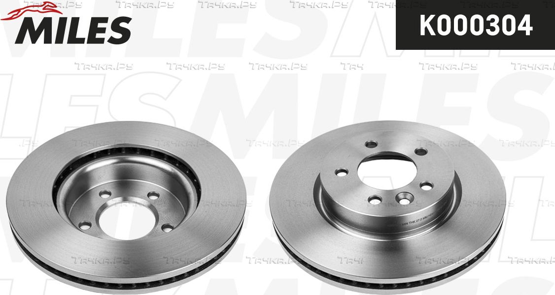 Тормозной диск Miles передний для Land Rover Discovery III 2004-2009. Артикул K000304