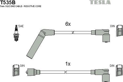 Высоковольтные провода (провода зажигания) (комплект) Tesla. Артикул T535B