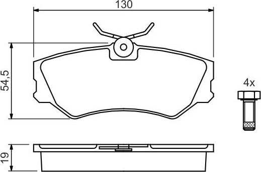 Тормозные колодки Bosch (Low-Metallic) передние для Volkswagen Transporter T4 1990-2003. Артикул 0 986 460 941