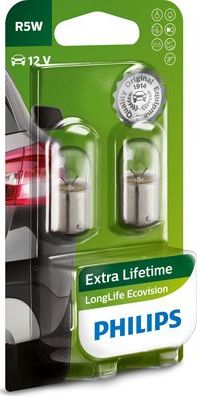 R5W 12V-5W (BA15s) (увелич. срок службы) Long Life EcoVision блистер (2шт.) Philips LongLife EcoVision. Артикул 12821LLECOB2