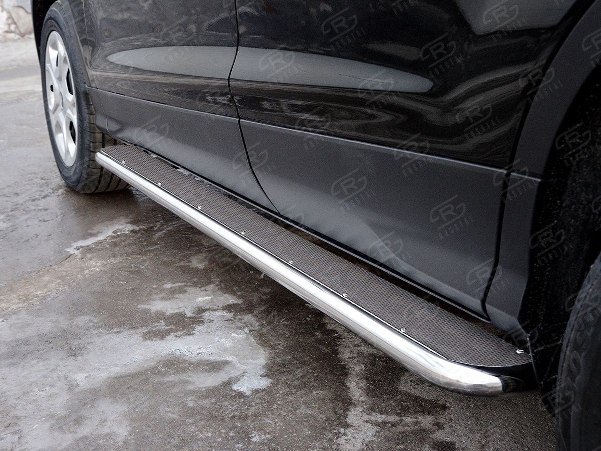 Защита порогов RusStal труба d42 с листом (вариант 3) для Ford Kuga II 2016-2019. Артикул FGL-0026003