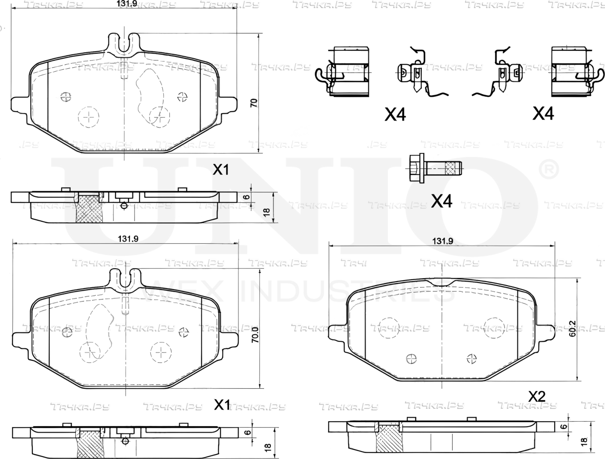 Колодки тормозные дисковые, комплект (Unio). Артикул BRP-20137