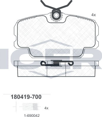 Тормозные колодки Icer передние для Saab 9000 I 1984-1986. Артикул 180419-700