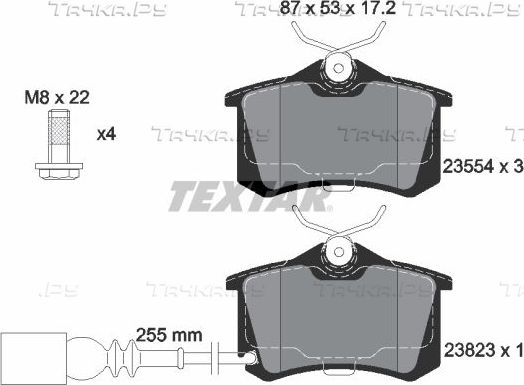 Тормозные колодки Textar задние для Volkswagen Polo IV 2001-2010. Артикул 2382301