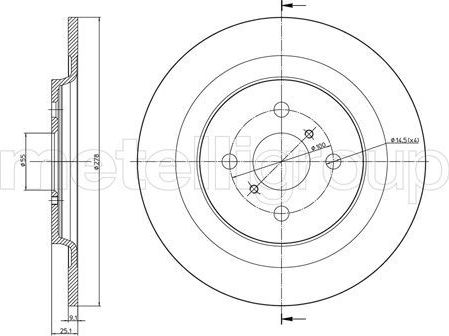 Тормозной диск Trusting задний для Toyota Yaris II 2006-2013. Артикул DF1174