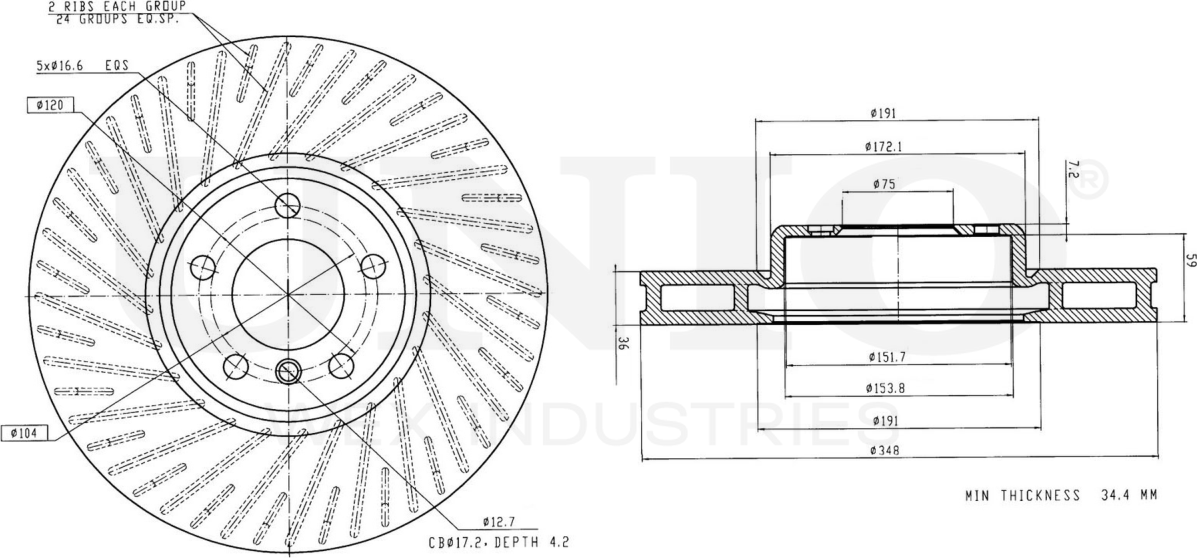 Диск тормозной (Unio). Артикул BRD-20562
