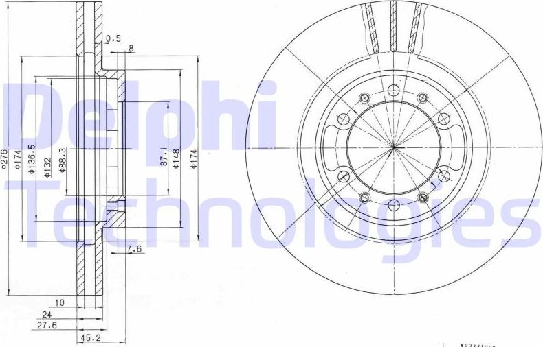 Тормозной диск Delphi. Артикул BG3099