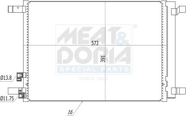Радиатор кондиционера (конденсатор) Meat & Doria для SEAT Arona I 2017-2026. Артикул 991100
