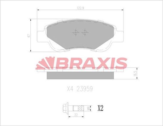 Тормозные колодки Braxis передние для Citroen C1 II 2014-2026. Артикул AB0010