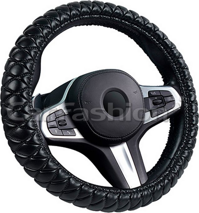 Оплётка на руль CarFashion Versal XL (размер XL, экокожа, цвет ЧЕРНЫЙ/ЧЕРНЫЙ). Артикул 31679