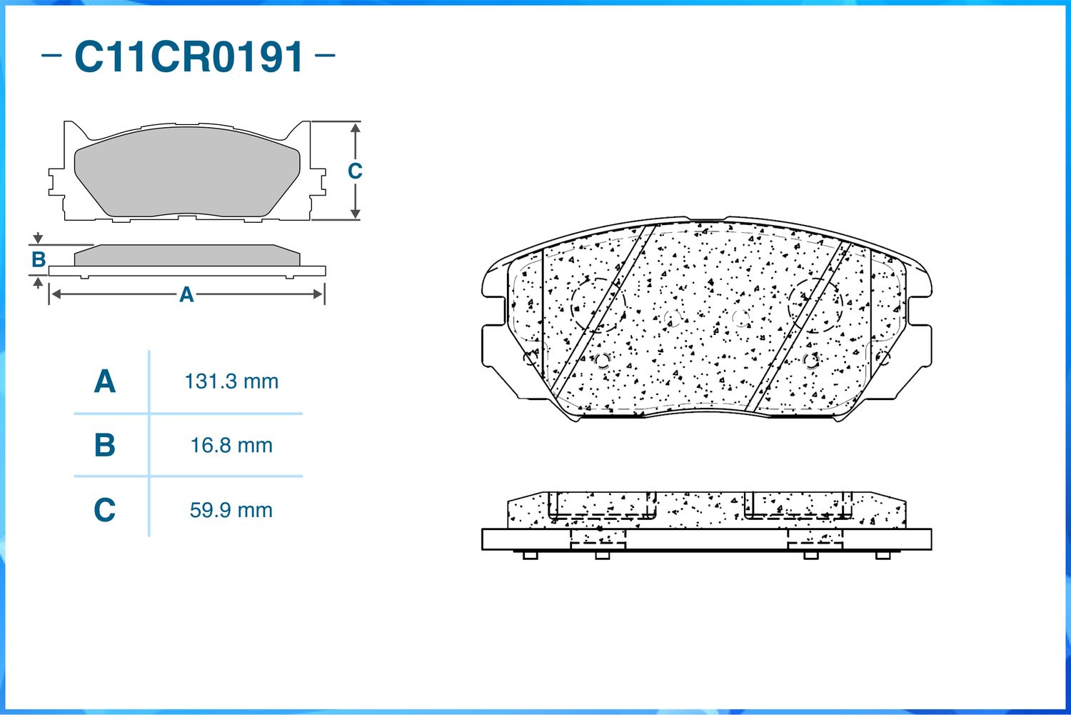Колодки тормозные передние (Low Metallic) (Cworks). Артикул C11CR0191