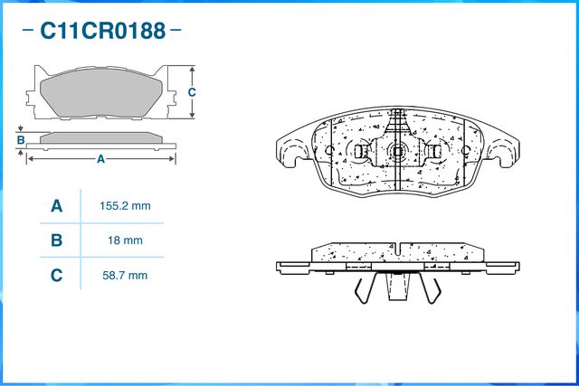 Колодки тормозные передние (Low Metallic) (Cworks). Артикул C11CR0188
