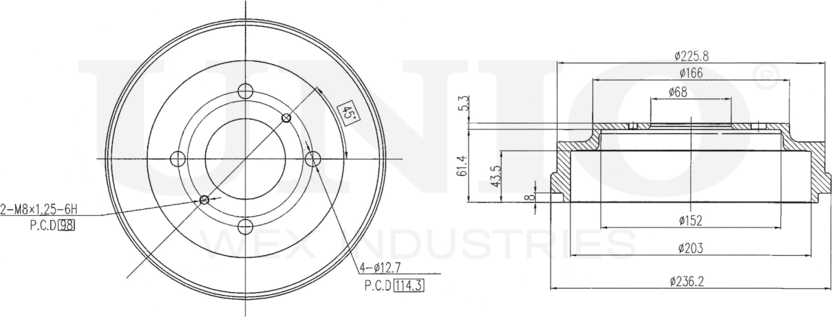 Барабан тормозной (Unio). Артикул BRD-10011