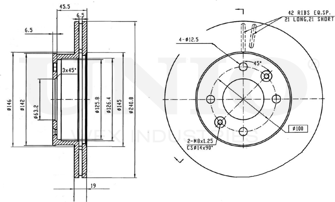 Диск тормозной (Unio). Артикул BRD-20014