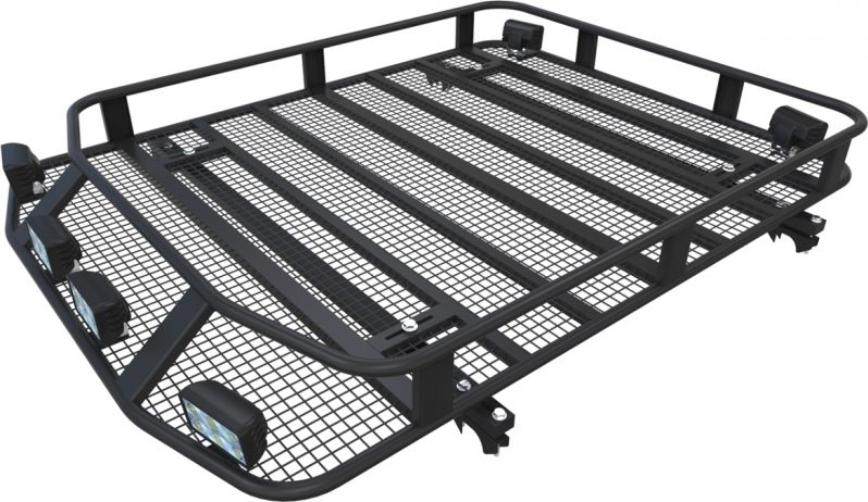 Багажник экспедиционный Podgotoffka 1600х1200х120 с сеткой и креплениями на рейлинги для Mitsubishi Pajero IV 3дв. IV 2006-2026. Артикул PGT-B.99.05