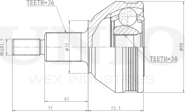 ШРУС наружный (Unio). Артикул CVJ-20202