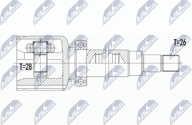 Шрус внутренний (граната) NTY передний правый для Volvo C30 I 2010-2012. Артикул NPW-VV-108