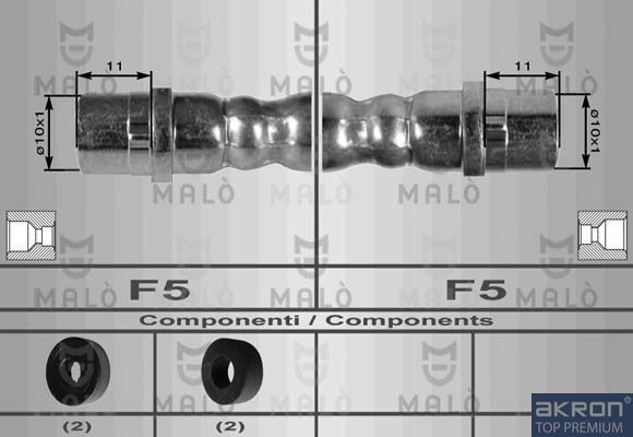 Тормозной шланг Malò передний для Volkswagen Transporter T4 1996-2003. Артикул 8972