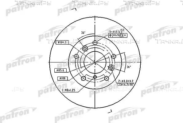 Тормозной диск Patron передний для Chery Tiggo (T11) I 2005-2014. Артикул PBD2571