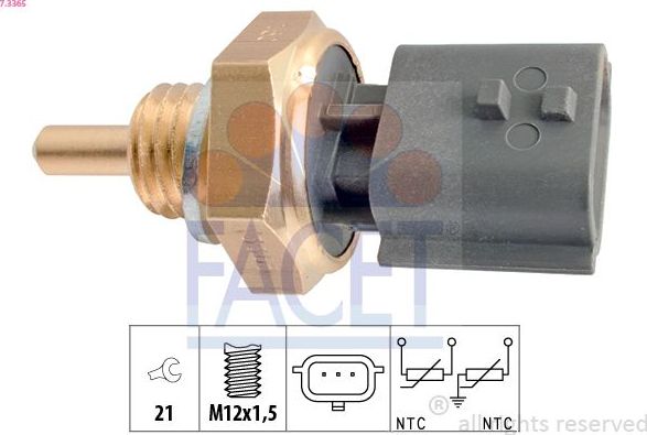Датчик температуры охлаждающей жидкости Facet Made in Italy - OE Equivalent. Артикул 7.3365