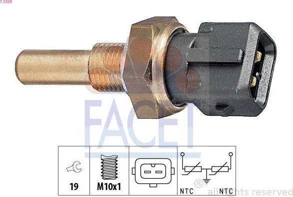 Датчик температуры охлаждающей жидкости Facet Made in Italy - OE Equivalent. Артикул 7.3229