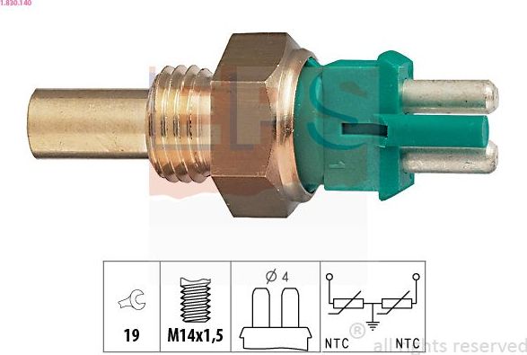 Датчик температуры охлаждающей жидкости EPS Made in Italy - OE Equivalent для PUCH G-modell W463 1989-1993. Артикул 1.830.140