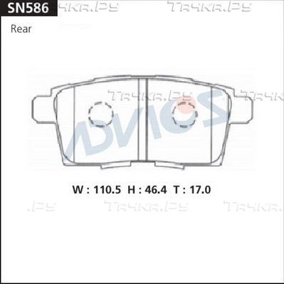 Тормозные колодки Advics задние для Mitsubishi Outlander III 2012-2026. Артикул SN586