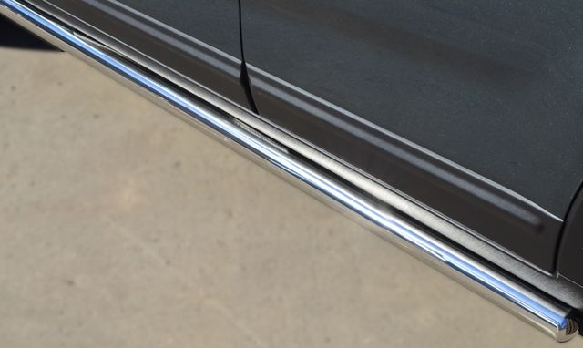 Защита порогов RusStal труба d76 (вариант 3) для Hyundai Tucson I 2004-2010. Артикул HTT-0000733