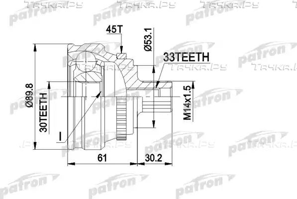 Шрус наружный (граната) Patron. Артикул PCV1112