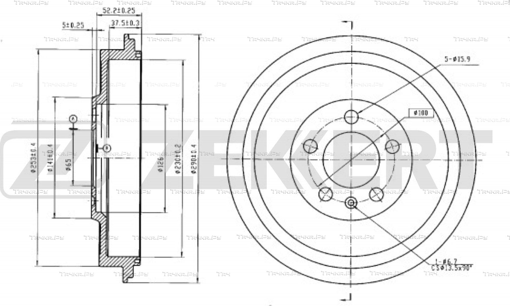 Тормозной барабан Zekkert. Артикул BS-5155B