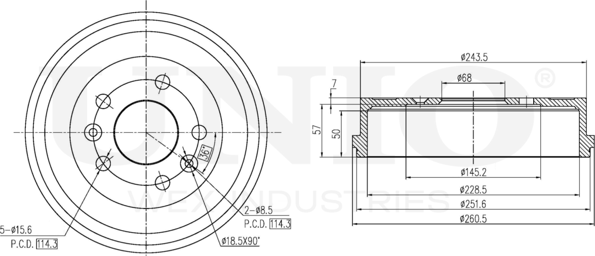 Барабан тормозной (Unio). Артикул BRD-10032