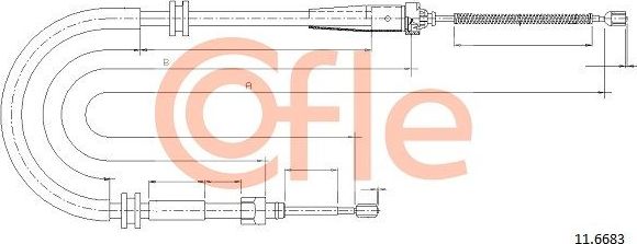 Трос ручника (тросик ручного тормоза) Cofle. Артикул 92.11.6683