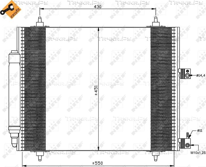Радиатор кондиционера (конденсатор) NRF (алюминий). Артикул 35669