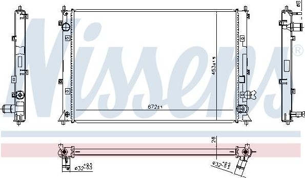 Радиатор охлаждения двигателя Nissens. Артикул 606297