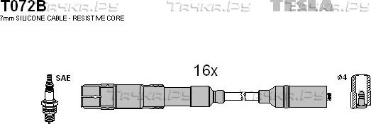 Высоковольтные провода (провода зажигания) (комплект) Tesla. Артикул T072B