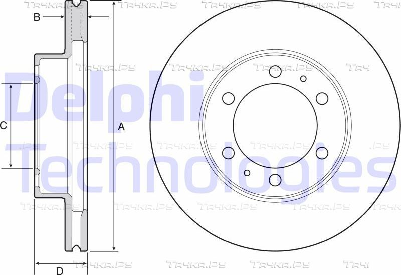 Тормозной диск Delphi передний для Toyota Hilux VIII 2015-2026. Артикул BG4557