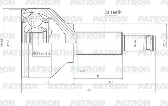 Шрус наружный (граната) Patron. Артикул PCV2149