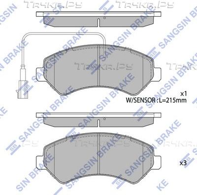 Тормозные колодки Sangsin Hi-Q передние для Fiat Ducato III 2006-2026. Артикул SP1716A