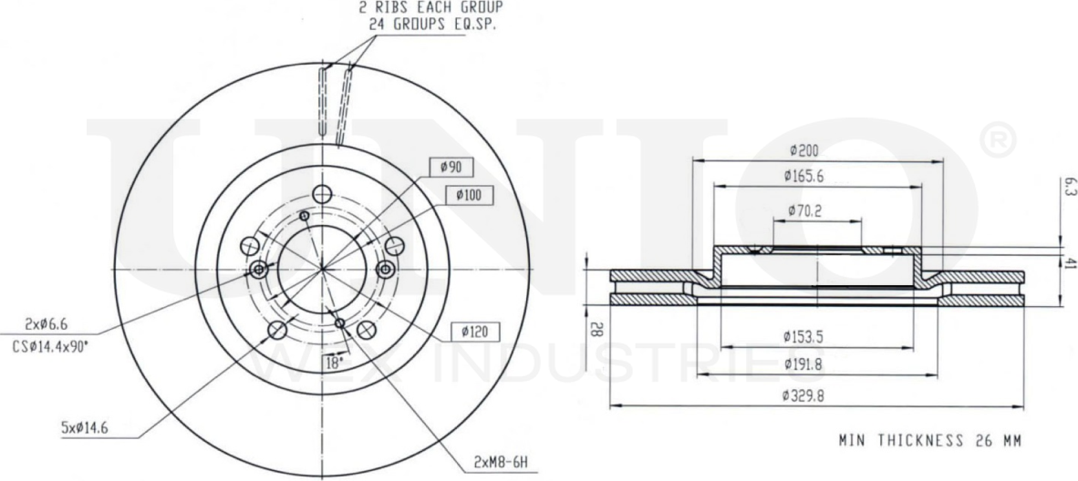 Диск тормозной (Unio). Артикул BRD-20366