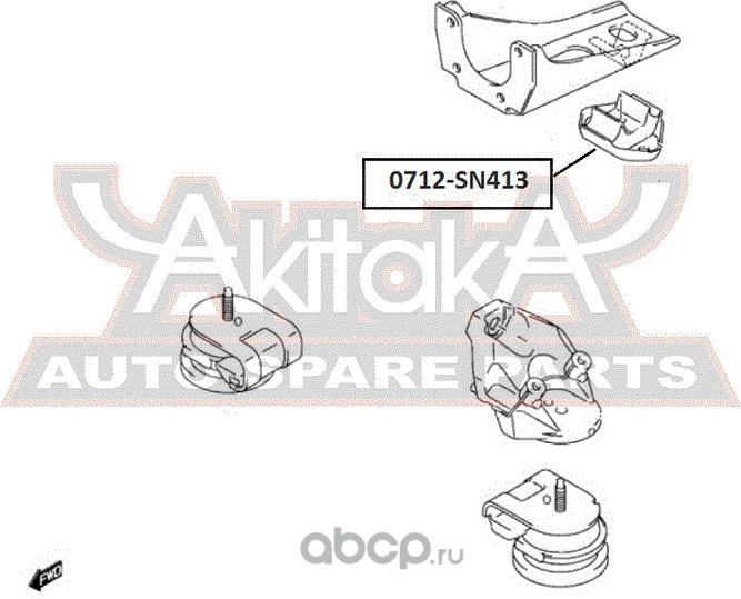 Подушка (опора) двигателя Asva задняя для Suzuki Jimny III 2001-2019. Артикул 0712-SN413