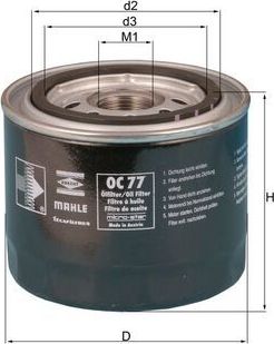 Масляный фильтр Mahle. Артикул OC 77