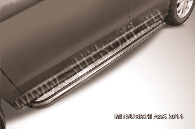 Пороги Slitkoff труба d42 с листом для Mitsubishi ASX I рестайлинг 2012-2016. Артикул MAS14-011