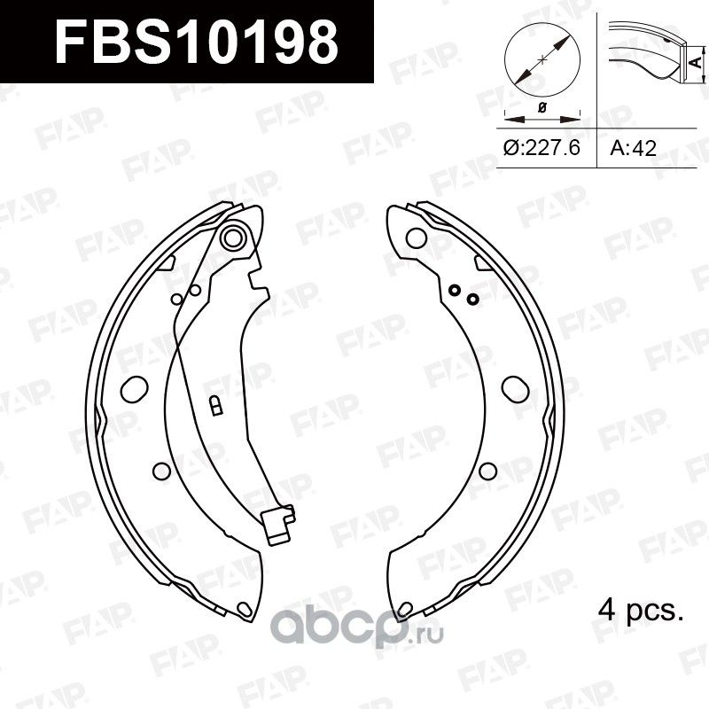 Тормозные колодки барабанные (FAP). Артикул FBS10198