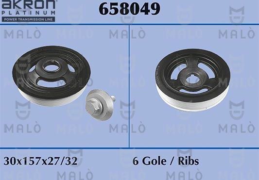 Шкив коленвала Malo для Peugeot 308 I 2007-2014. Артикул 658049