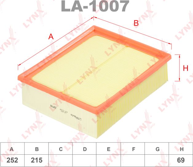 Воздушный фильтр LYNXauto. Артикул LA-1007
