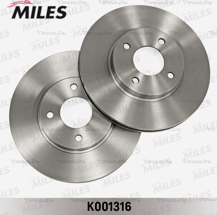 Тормозной диск Miles передний для Nissan Micra K13 2010-2016. Артикул K001316